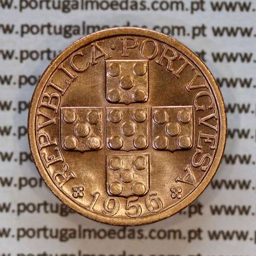 20 centavos 1956 em Bronze da Republica Portuguesa, (Bela/Soberba), Alberto Gomes R.16.12, World Coins Portugal KM 584