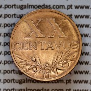 XX centavos 1956 em Bronze da Republica Portuguesa, (Bela/Soberba), Alberto Gomes R.16.12, World Coins Portugal KM 584 A2