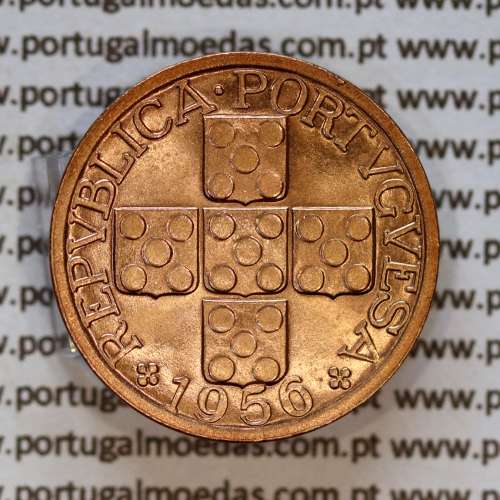 XX centavos 1956 em Bronze da Republica Portuguesa, (Bela/Soberba), Alberto Gomes R.16.12, World Coins Portugal KM 584 a1