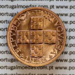 Portugal, bronze coin of 20 centavos 1958 Portuguese Republic, XX centavos 1958 Bronze, (UNC), World Coins Portugal KM 584a1