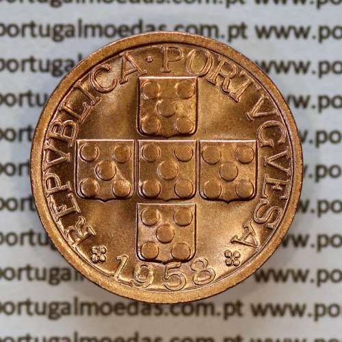 XX centavos 1958 em Bronze da Republica Portuguesa, 20 centavos 1958 bronze, (Soberba), World Coins Portugal KM 584a1