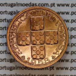 XX centavos 1958 em Bronze da Republica Portuguesa, 20 centavos 1958 bronze, (Soberba), World Coins Portugal KM 584a3
