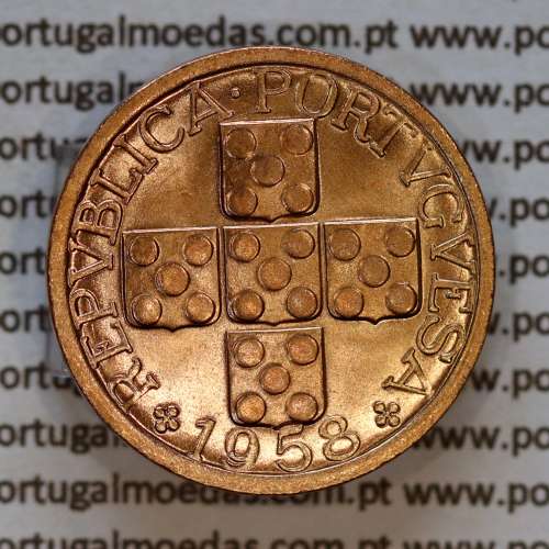 XX centavos 1958 em Bronze da Republica Portuguesa, 20 centavos 1958 bronze, (Soberba), World Coins Portugal KM 584a3