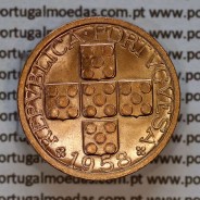 Portugal, bronze coin of 20 centavos 1958 Portuguese Republic, XX centavos 1958 Bronze, (UNC), World Coins Portugal KM 584a3