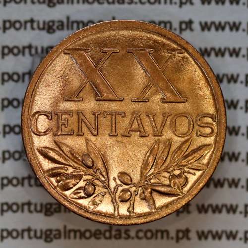 XX centavos 1958 em Bronze da Republica Portuguesa, 20 centavos 1958 bronze, (Soberba), World Coins Portugal KM 584a4