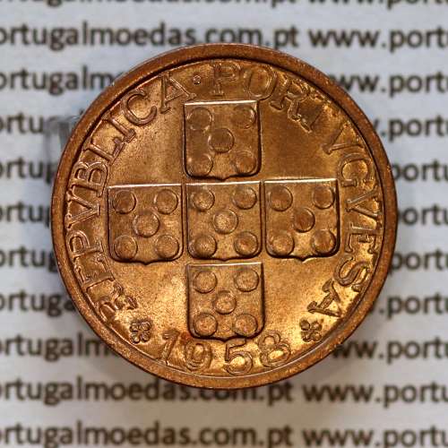 20 centavos 1958 em Bronze da Republica Portuguesa, XX centavos 1958 bronze, (Soberba), World Coins Portugal KM 584b1