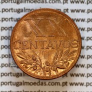 20 centavos 1958 em Bronze da Republica Portuguesa, XX centavos 1958 bronze, (Soberba), World Coins Portugal KM 584b2