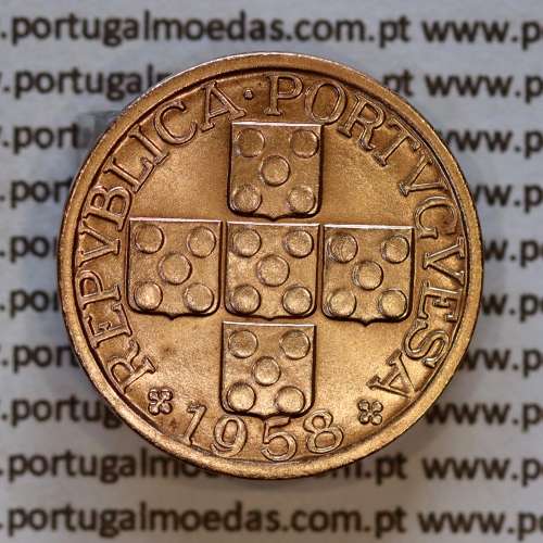 20 centavos 1958 em Bronze da Republica Portuguesa, XX centavos 1958 bronze, (Bela+), World Coins Portugal KM 584 c1