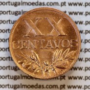 20 centavos 1958 em Bronze da Republica Portuguesa, XX centavos 1958 bronze, (Bela+), World Coins Portugal KM 584 c2