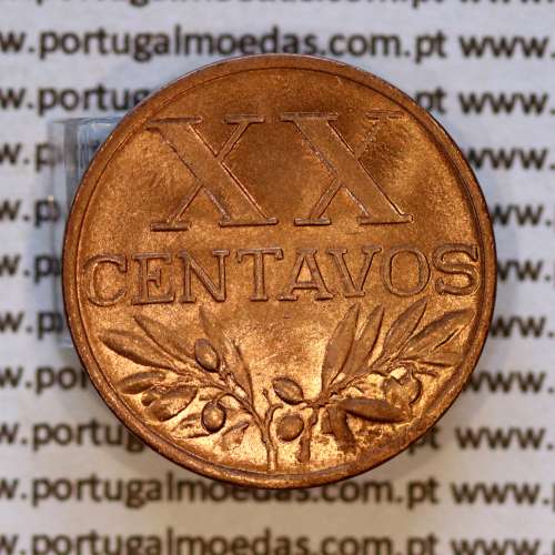 XX centavos 1960 em Bronze da Republica Portuguesa, XX centavos 1960 bronze, (Soberba), World Coins Portugal KM 584 a2