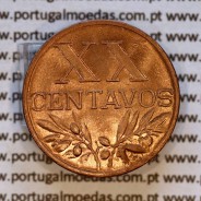 XX centavos 1960 em Bronze da Republica Portuguesa, XX centavos 1960 bronze, (Soberba), World Coins Portugal KM 584 a2