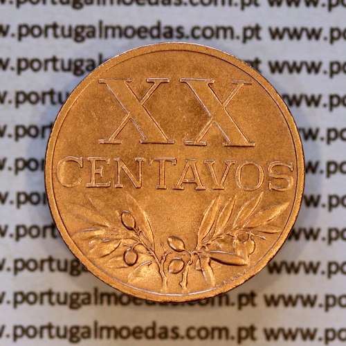 XX centavos 1960 em Bronze da Republica Portuguesa, XX centavos 1960 bronze, (Bela), World Coins Portugal KM 584 b2