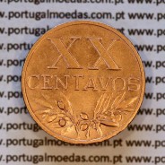 XX centavos 1960 em Bronze da Republica Portuguesa, XX centavos 1960 bronze, (Bela), World Coins Portugal KM 584 b2