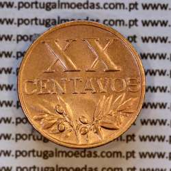 XX centavos 1960 em Bronze da Republica Portuguesa, XX centavos 1960 bronze, (Bela), World Coins Portugal KM 584 b4