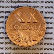 XX centavos 1960 em Bronze da Republica Portuguesa, XX centavos 1960 bronze, (Bela), World Coins Portugal KM 584 b4