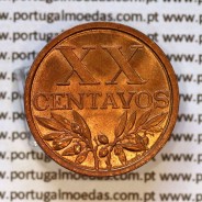 Portugal, bronze coin of 20 centavos 1961 Portuguese Republic, XX centavos 1961 Bronze (UNC), World Coins Portugal KM 584 a2