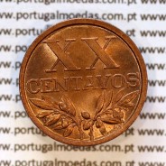 XX centavos 1961 Bronze Republica Portuguesa, 20 centavos 1961 bronze, (Soberba), World Coins Portugal KM 584 a4