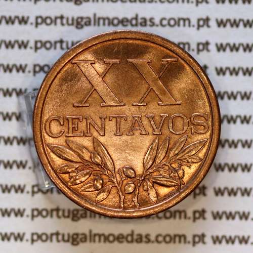 Portugal, bronze coin of 20 centavos 1962 Portuguese Republic, XX centavos 1962 Bronze (UNC), World Coins Portugal KM 584 a2