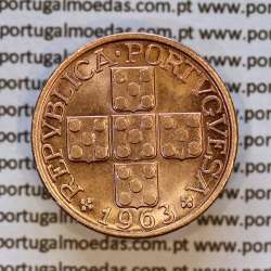 Portugal, bronze coin of 20 centavos 1963 Portuguese Republic, XX centavos 1963 Bronze, (UNC), World Coins Portugal KM 584 a1