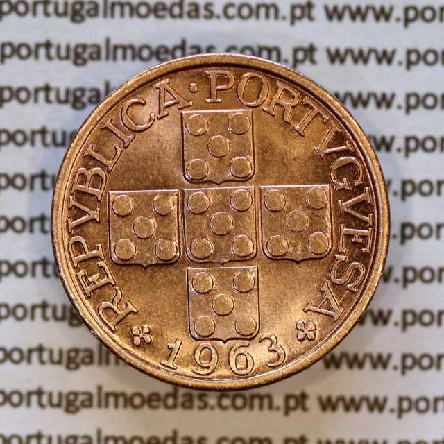 Portugal, bronze coin of 20 centavos 1963 Portuguese Republic, XX centavos 1963 Bronze, (UNC), World Coins Portugal KM 584 a1