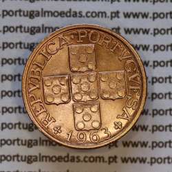 XX centavos 1963 em Bronze da Republica Portuguesa, 20 centavos 1963 bronze, (Soberba), World Coins Portugal KM 584 a3