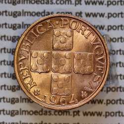 Portugal, bronze coin of 20 centavos 1964 Portuguese Republic, XX centavos 1964 Bronze, (UNC), World Coins Portugal KM 584 a1