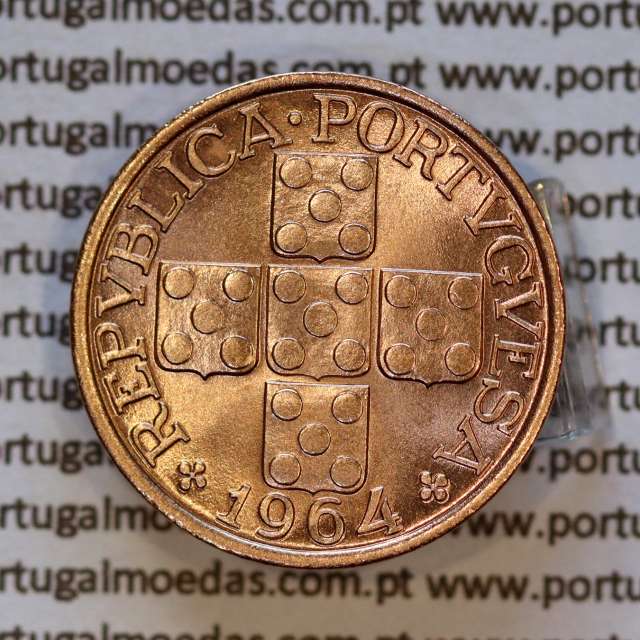 XX centavos 1964 em Bronze da Republica Portuguesa, 20 centavos 1964 bronze, (Soberba), World Coins Portugal KM 584 a1