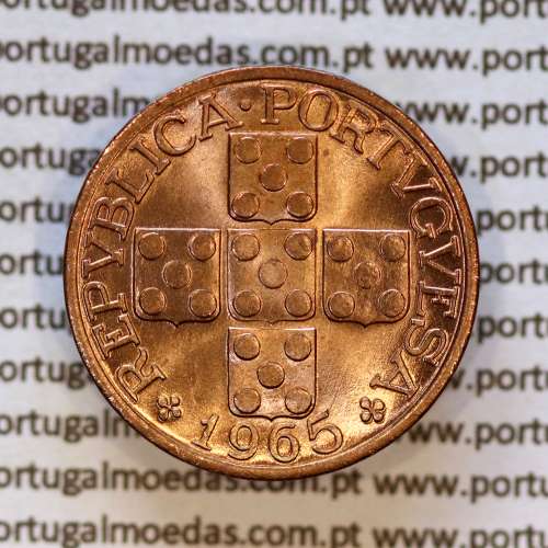 Portugal, bronze coin of 20 centavos 1965 Portuguese Republic, XX centavos 1965 Bronze, (UNC), World Coins Portugal KM 584 a1