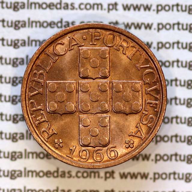 Portugal, bronze coin of 20 centavos 1966 Portuguese Republic, XX centavos 1966 Bronze, (UNC), World Coins Portugal KM 584 a1
