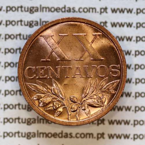 Portugal, bronze coin of 20 centavos 1967 Portuguese Republic, XX centavos 1967 Bronze, (UNC), World Coins Portugal KM 584 a2