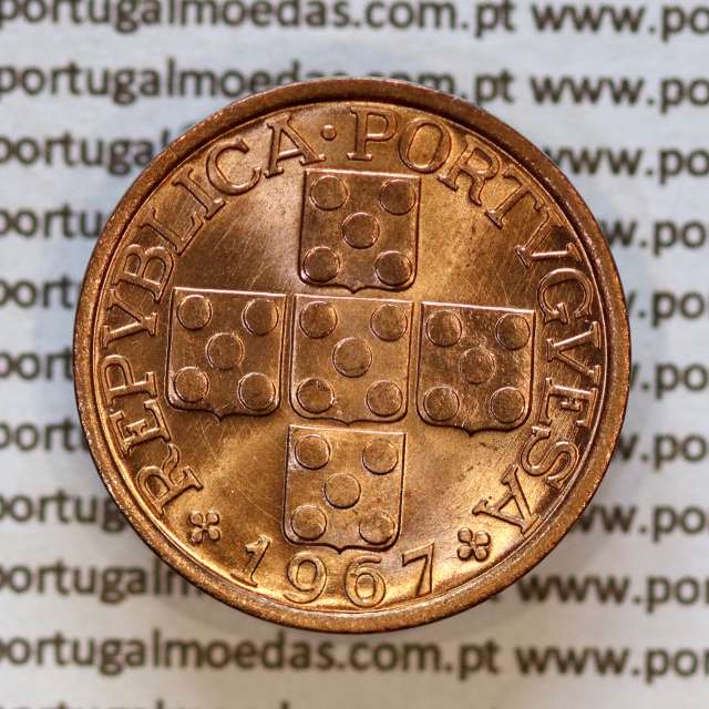 Portugal, bronze coin of 20 centavos 1967 Portuguese Republic, XX centavos 1967 Bronze, (UNC), World Coins Portugal KM 584 a1