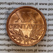 Portugal, bronze coin of 20 centavos 1968 Portuguese Republic, XX centavos 1968 Bronze, (UNC), World Coins Portugal KM 584 a2