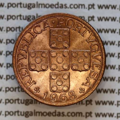 Portugal, bronze coin of 20 centavos 1968 Portuguese Republic, XX centavos 1968 Bronze, (UNC), World Coins Portugal KM 584 a1
