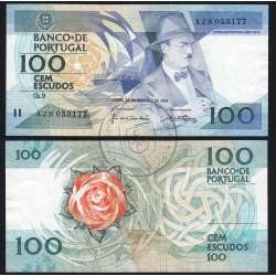 100 (Cem) Escudos 1986 Fernando Pessoa 16/10/1986, Chapa:9 Banco de Portugal, (QNC), AJN 053177, Pick 179a