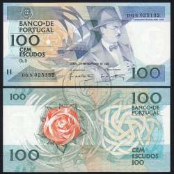 100 (Cem) Escudos 1988 Fernando Pessoa 24/11/1988, Chapa:9 Banco de Portugal, (QNC), Pick 179f