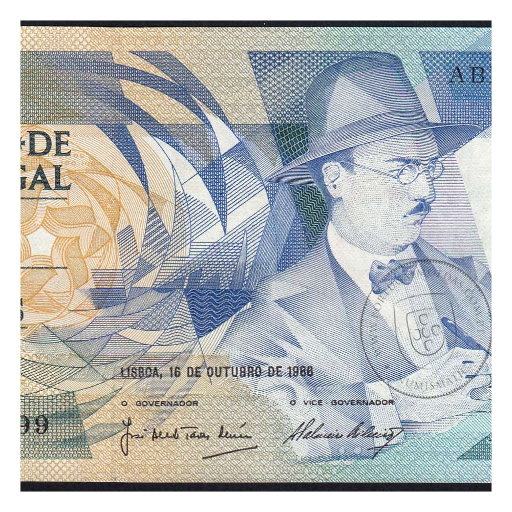 100 (Cem) Escudos 1986 Fernando Pessoa 16/10/1986, Chapa:9 Banco de Portugal, (NC), ABB 60099, Pick 179a