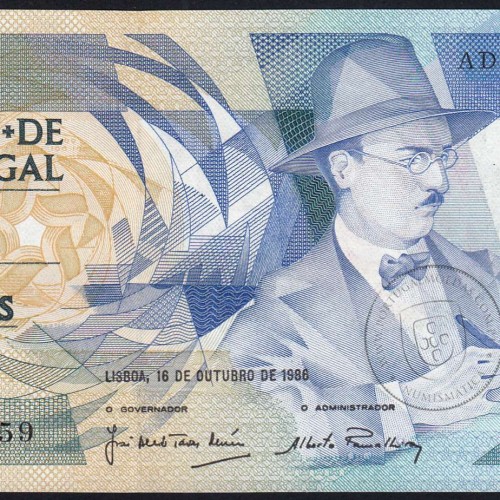 100 (One hundred) Escudos 1986 Fernando Pessoa 16/10/1986, Sheet: 9 Bank of Portugal, (UNC), ADF 45359, Pick 179a