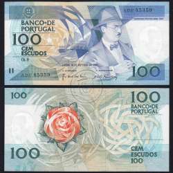 100 (Cem) Escudos 1986 Fernando Pessoa 16/10/1986, Chapa:9 Banco de Portugal, (NC), ADF 45359, Pick 179a