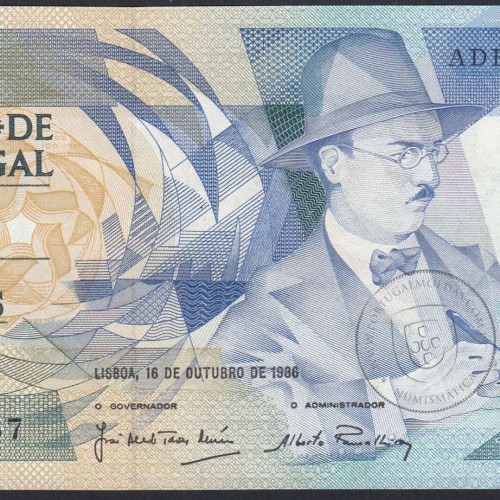 100 (One hundred) Escudos 1986 Fernando Pessoa 16/10/1986, Sheet: 9 Bank of Portugal, (UNC), ADF 45357, Pick 179a