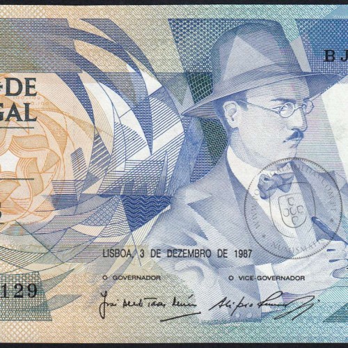 100 (One hundred) Escudos 1987 Fernando Pessoa 3 December 1987, Sheet: 9 Bank of Portugal, BJM 093129, (UNC), Pick 179d