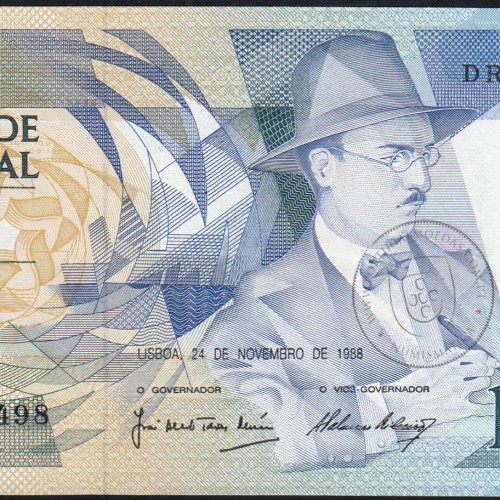 100 (One hundred) Escudos 1988 Fernando Pessoa 24 November 1988, Sheet: 9 Bank of Portugal, DRN 094498, (UNC), Pick 179f