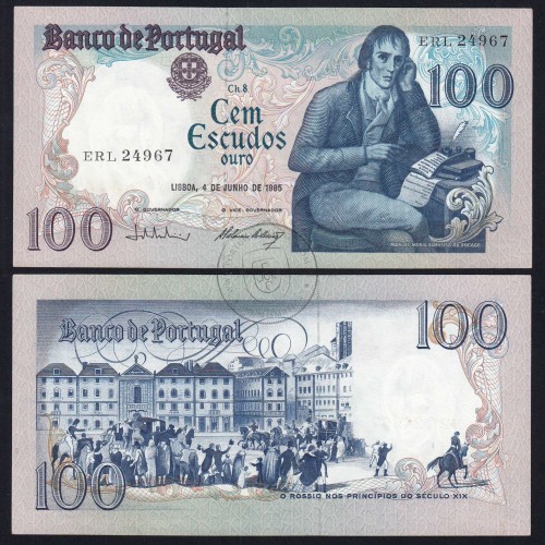 100 (Cem) Escudos 1985 Bocage 04/06/1985, Chapa:8 Banco de Portugal, ERL 24967, (NC), Pick 178e