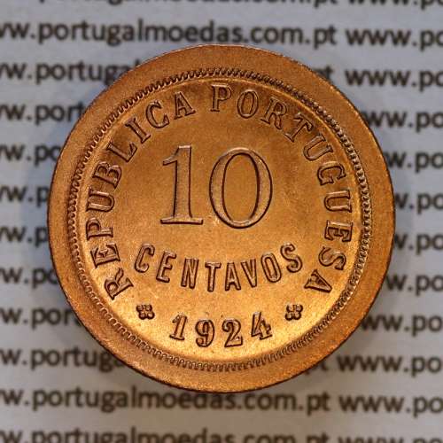 10 centavos 1924 Bronze, Republica Portuguesa, (Soberba), Alberto Gomes R.09.01, World Coins Portugal KM 573 a