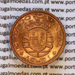 India Portuguese, 10 centavos 1961 bronze coin, Former Portuguese Colony, (UNC), World Coins India Portuguese KM 30a