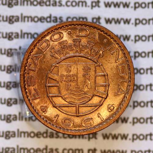 Índia, 10 centavos 1961 bronze, Estado da India Portuguesa - Ex-Colónia Portugal, (Soberba), World Coins India Portuguese KM 30a