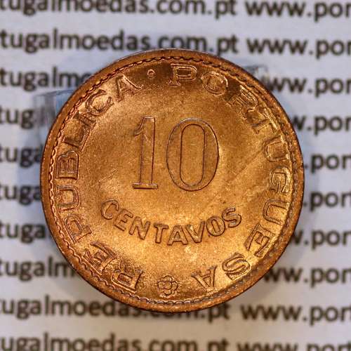 India Portuguese, 10 centavos 1961 bronze coin, Former Portuguese Colony, (UNC), World Coins India Portuguese KM 30b