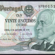 20 (Vinte) Escudos 1978 Gago Coutinho 4/10/1978 Chapa:9 Banco de Portugal, (QNC), APB 015155, Pick 176b