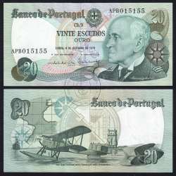 20 (Vinte) Escudos 1978 Gago Coutinho 4/10/1978 Chapa:9 Banco de Portugal, (QNC), APB 015155, Pick 176b