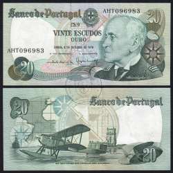 20 (Vinte) Escudos 1978 Gago Coutinho 4/10/1978 Chapa:9 Banco de Portugal, (PC), AHT 096983, Pick 176b