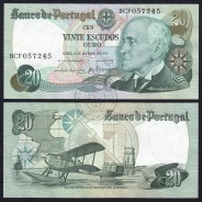 20 (Twenty) Escudos Admiral Gago Coutinho 4.10.1978, Plate 9 - Bank of Portugal, (AU), BCF 057245, Pick 176b